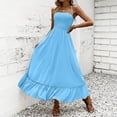 thumbnail image 2 of XUNKUSGA Maxi Dresses for Women Casual Boho Sleeveless Smocked Tiered Beach Dress Fashion Summer Soild Color Halter Backless Long Sun Dresses Women,Blue,XL, 2 of 7