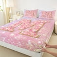 thumbnail image 4 of Feelyou Chic Pink Monogrammed M Twin Sheet Sets, Glitter Mermaid Scale Twin Fitted Sheet, Dreamy Princess Cartoon Flat Sheet, Breathable Home Decor, 3pcs, 4 of 8