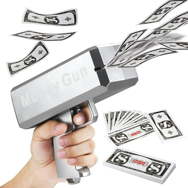 XGeek Money Gun Cash Rain Toy Guns 100 PCS Play Money Prop Gun for