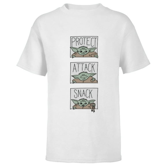 Star Wars The Mandalorian The Child Protect Attack Snack - Short Sleeve T-Shirt for Kids - Customized-White