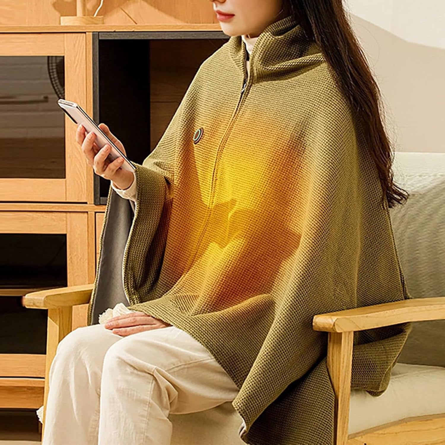 Portable Heated Scarf, Battery Operated Extra Large Heating Pad, Portable Heated Scarves for Office, Travel, Camping, 3 Heat Settings, 5000 mAh Power Bank Included