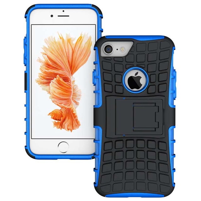 Nakedcellphone BLUE GRENADE GRIP RUGGED TPU SKIN HARD CASE COVER STAND FOR APPLE iPHONE 7/8