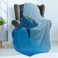 thumbnail image 4 of Shark Soft Flannel Fleece Throw Blanket, Fish Swimming in the Ocean Underwater Beauty Tropical Island Water Nature Landscape, Cozy Plush for Indoor and Outdoor Use, 70" x 90", Pale Blue, by Ambesonne, 4 of 5