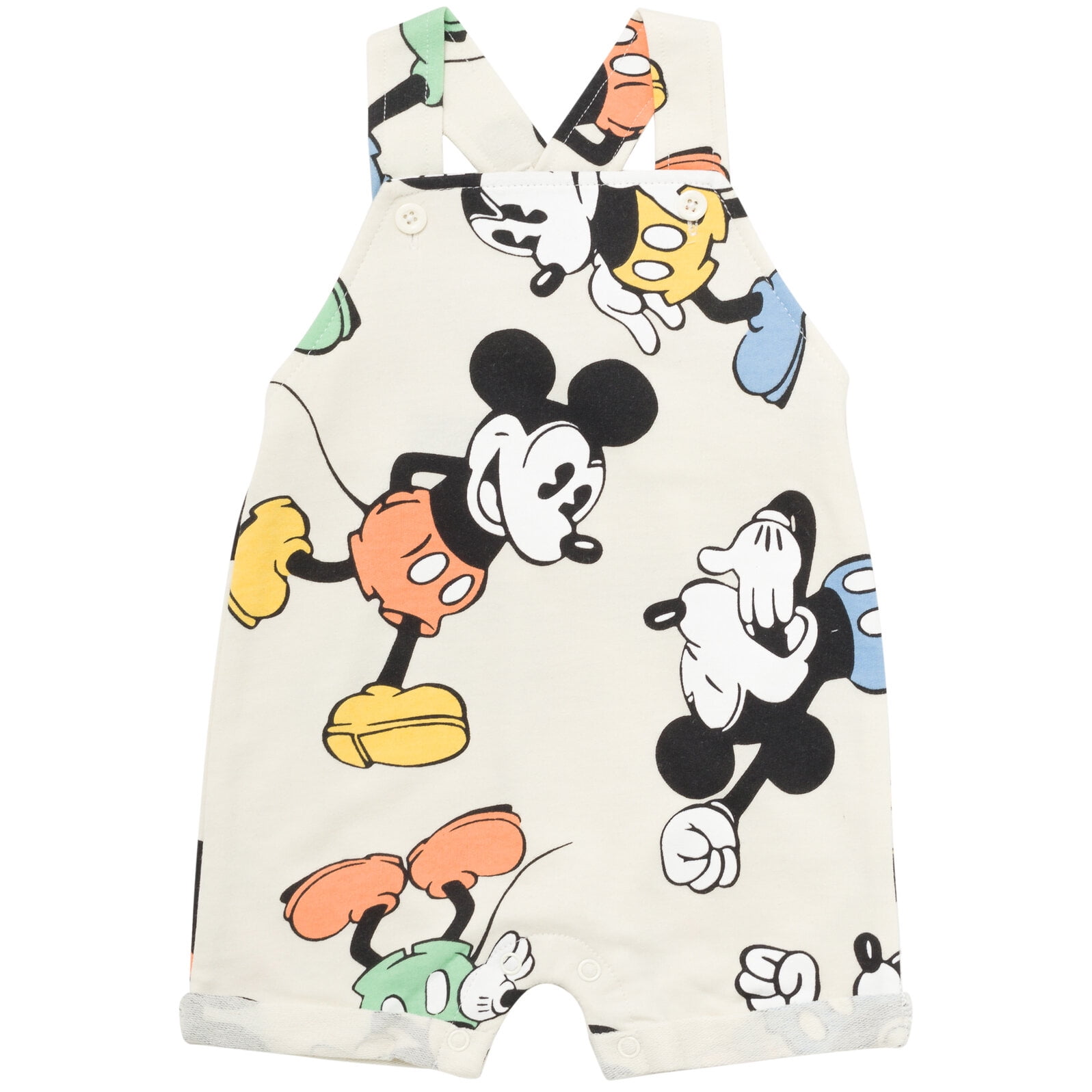Disney Mickey Mouse Baby Boys' Tee and Shortall Set with Bucket Hat Mickey Mouse Cream