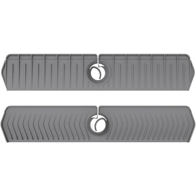 Kitchen Foldable Sink Faucet Mat, 30in Silicone Faucet Guard & Draining Mat Keep Countertops Dry Splash Guard Gray
