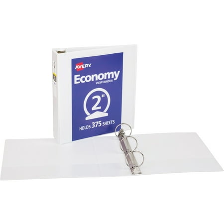 (2 Pack) Avery Economy View Binder with Round Rings, 11 x 8 1/2, White, 2 inch
