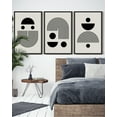 thumbnail image 3 of SHENIFY Black Abstract Wall Art 16x24in3pcs Black Framed Decor Solid & Spiral Semi-Circles Geometric Shapes Drawings Modern Art Decorative Ready To Hang, 3 of 5