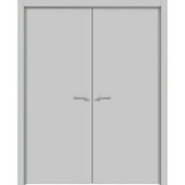 Solid French Double Doors 56 x 80 inches | Planum 0010 Matte Grey | Wood Solid Panel Frame Trims | Closet Bedroom Sturdy Doors
