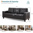 thumbnail image 3 of LAZZO 73" Faux Leather Couch, 3-Seater Sofa with USB Charging Ports and Tufted Armrests for Living Room and Office, Black, 3 of 8