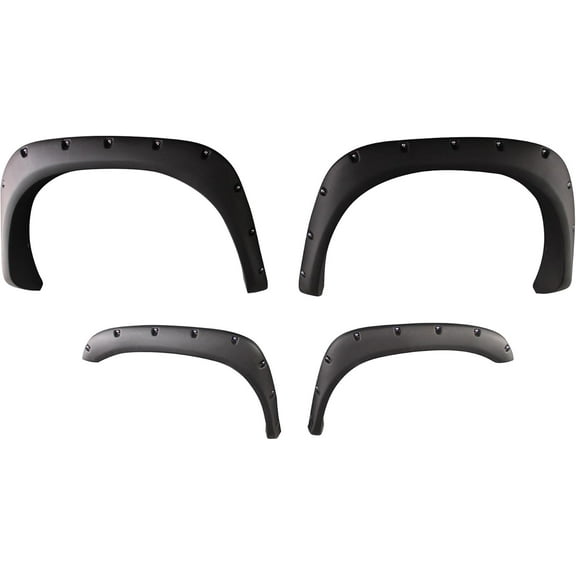 Black Horse Fender Flares Riveted Style Black Compatible with 2002-2008 Dodge Ram 1500|2003-2009 Dodge Ram 2500|2003-2009 Dodge Ram 3500-FPSRA02