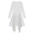 thumbnail image 6 of YIZYIF Womens Metallic Gold Color Contrast Worship Praise Dance Dress Long Sleeve Asymmetrical Hem Liturgical Dress White XXL, 6 of 7