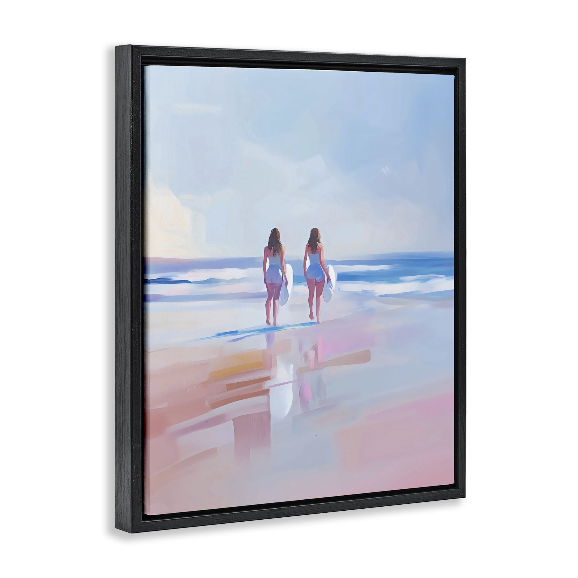 Stupell Industries Heading To Surf at Dawn Black Framed Floater Canvas Wall Art, design by The Prints Vibe