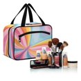 thumbnail image 6 of Travel Hanging Toiletry Bag with 4 Zipped Compartments Waterproof Makeup Accessories Spacious Cosmetic Bag Colorful Rainbow Butterfly Medium, 6 of 9