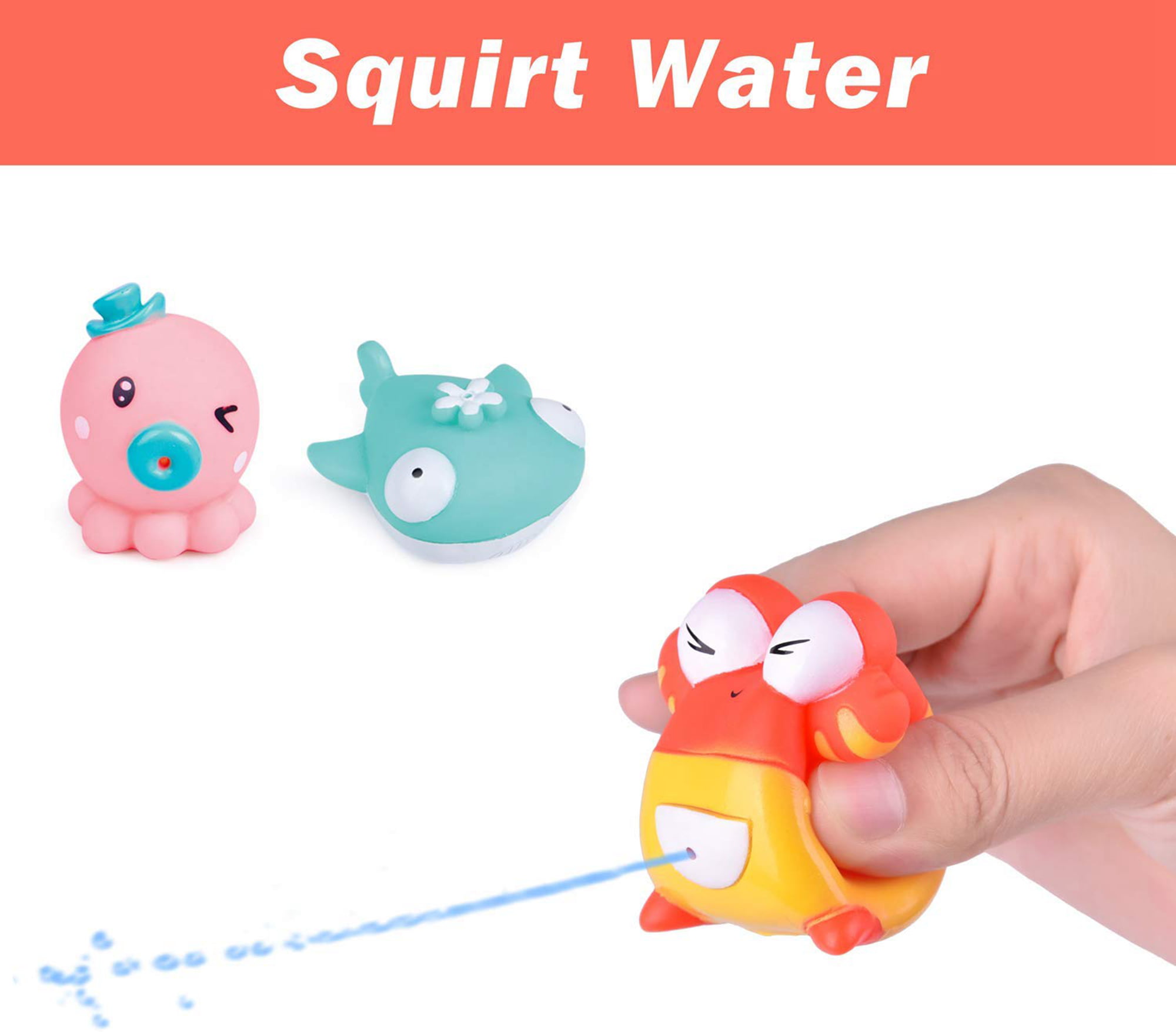 Fun Little Toys 8 Pcs Bath Toys for Toddler with Waterfall Station, Bath Squirters, Wind Up Bath Toy and Bath Cups, Birthday