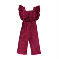 thumbnail image 2 of Fashion Toddler Kids Girls Velvet Backless Ruffle Jumpsuit Outfit Clothes, 2 of 5