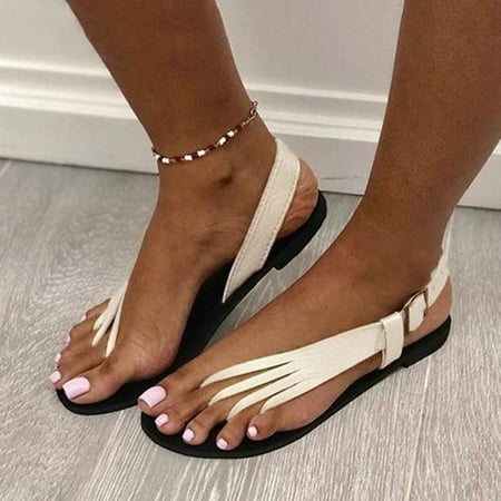 

BRISEZZS Flat Sandals for Women- Casual Clip-Toe Open Toe Summer Sandals #248 White