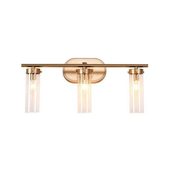 LNC 22-in 3-Light Gold and Clear Glass LED Modern Vanity Light for Bathroom
