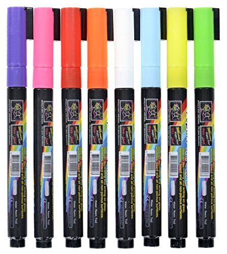 FlashingBoards Wet Liquid Chalk Marker Set (3.0 mm) in Bright Neon Colors, 8 Pk