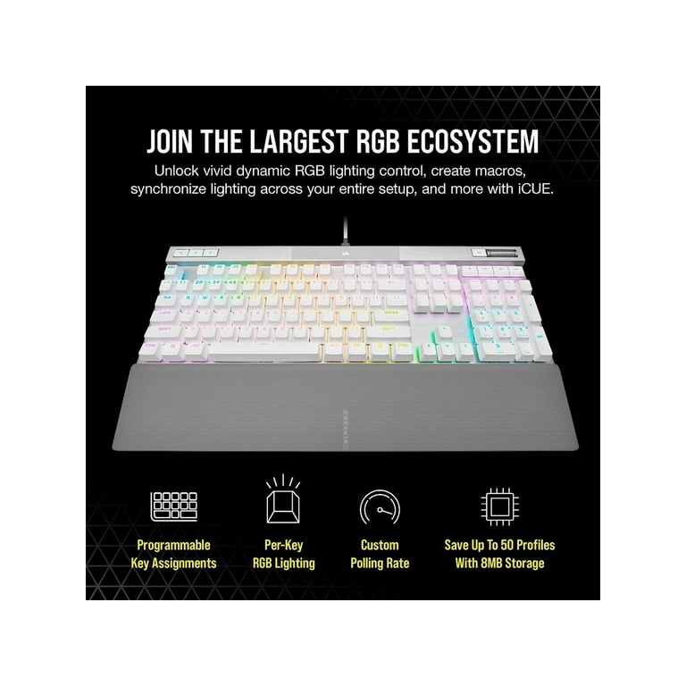CORSAIR K70 PRO RGB Optical-Mechanical Gaming Keyboard - White