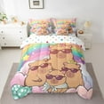 thumbnail image 3 of Homewish Cute Capibara Family Twin Bedding Sets 7-Piece, Kawaii Funny Animal Bedding Comforter Set, Dreamy Stars Rainbow Reversible Sheet Sets, Luxury Bedroom Decor, 3 of 8