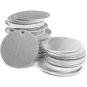 50 Count Metal Stamping Blanks, 2 inch Diameter, 0.06 inch Thick Silver Flat Round Aluminum Tags with Hole for DIY Crafts, Bracelet , Necklace, Earring, Jewelry Making, Pendant Charms