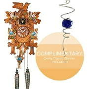 Hermle 13 Brown and Blue Floral Cuckoo Wall Clock
