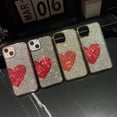 thumbnail image 2 of Allytechgroup iPhone 14 Pro Max Case Glitter Bling, Luxury Slim Case with Stylish Heart Design Shockproof Anti-Scratch Phone Case for Apple iPhone 14 Pro Max, Pink+Red, 2 of 6