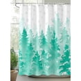 thumbnail image 2 of Winter Christmas Tree Shower Curtain Set ，Waterproof Fabric Shower Curtains Snowflake Watercolor Teal Forest Shower Curtains for Bathroom,Bathroom Decor 36"x72", 2 of 6