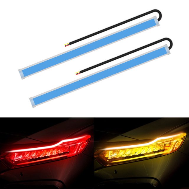 DRL Coche Flexible LED Luces De Circulación Diurna Luz De Señal De Giro Faro Impermeable 30cm 45cm 60cm Blanco Rojo Amarillo Azul Rosa