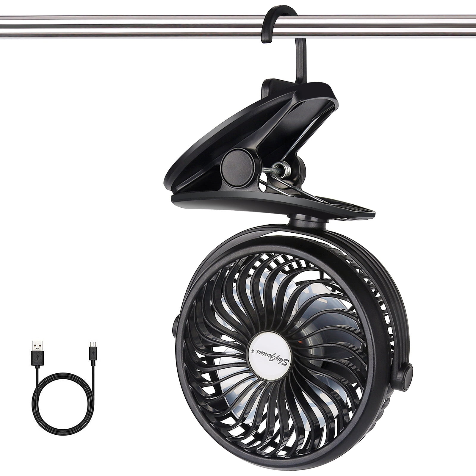 SkyGenius Battery Operated Mini Fan Rechargeable Clip on Fan Portable Desk Fan, Black