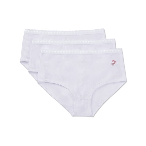 MeMoi 3 Pair Pack Ribbed Floral Bouquet Briefs - Girls - Female, 8, White-White-White