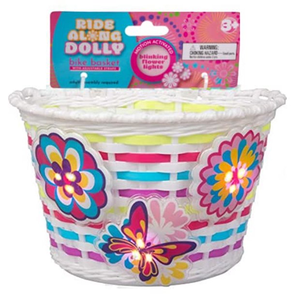 Ride Along Dolly Bike Basket for Girls with Lightups Kid's Bicycle