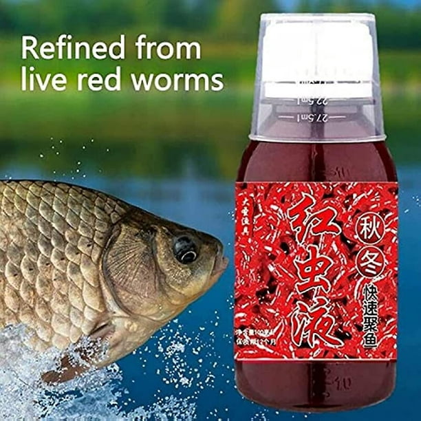 Frusde Red Worm Liquid Bait, Fish Scent Bait Fish Additive, Concentrated Fishing Lures Baits, Fish Bait Attractant Enhancer 60ml