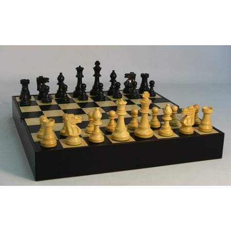 Black French Chess Men on Black/Maple Chest