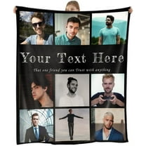 Custom Blanket with Picture Personalized Flannel Throw Blankets Customized Photo Blankets for Adult Kids Friends Unique Picture Blanket for Family Memorial Gifts(1PhotoB-76x100cm)