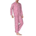 thumbnail image 2 of Balery Glitter Pink Pijama para Hombre de Dos Piezas con Manga Larga, Conjunto de Dormir y Descanso Suave con Bolsillos-Small, 2 of 7