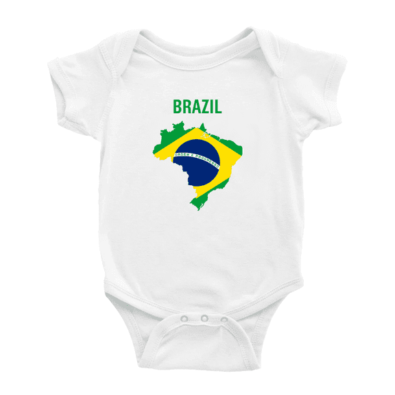 Brazil Map Flag Baby Rompers Baby Clothes (White, 18-24 Months)