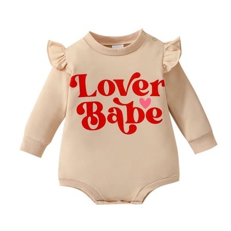 

Chenyuanyuan Baby Girl Clothes Toddler Girls Valentine s Day Long Sleeve Letter Prints Triangle Romper Bodysuits Size 3-6 Months