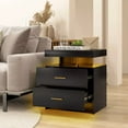 thumbnail image 2 of Laicejoy Modern LED Nightstand, Bedside Sofa Side Table w/ 2 Storage Drawers, Storage End Table w/ High Gloss Top, 2 of 8