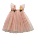 thumbnail image 1 of MEZZALL Robe de Fête Florale à Manches Volantes pour Filles, Beige, 1-2 Ans, 1 of 5