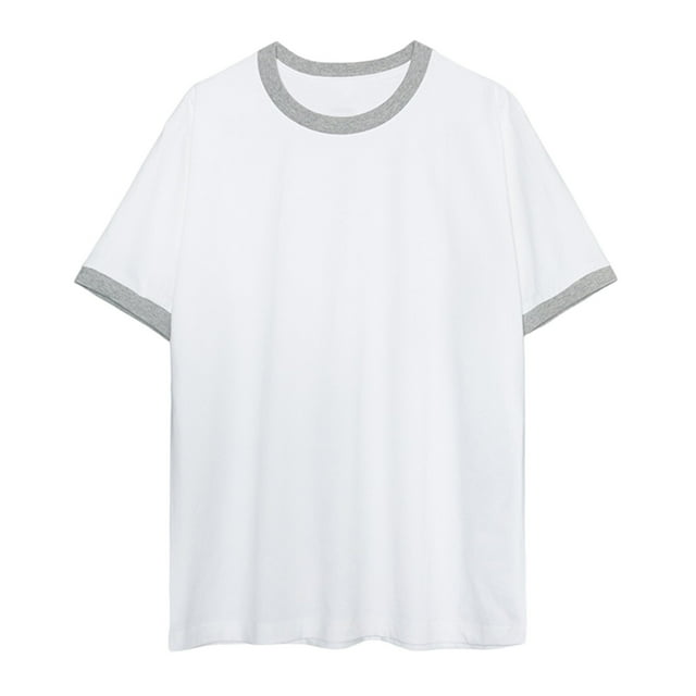 Birdeem Shirts for Men Mens Summer Loose Fashionable Casual Contrast Colored Round Neck Short Sleeves