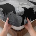thumbnail image 3 of King Size Fitted Sheet Set - Black Crow Birds 3 Piece Bedding Sets 16" Deep Pocket Fitted Sheet with 2 Pillowcases, Abstract Spooky Grey Sky Wings Brushed Microfiber Hotel Luxury Bed Sheets, 3 of 9