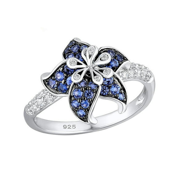 Anillo de boda HUOGUO Gorgeous Flower de plata 925 para mujer
