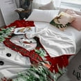 thumbnail image 3 of Christmas Snowman Throw Flannel Blanket 40x50In Winter Christmas Tree Cardinals Snow Red Super Soft Cozy Bed Blanket, Lightweight Plush Fuzzy Bed Throw for Bedroom Sofa Couch Living Room, 3 of 4
