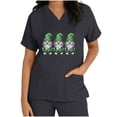 thumbnail image 5 of BiZtdJrK Women's St. Patrick's Day Scrub Tops Trendy Shamrocks Printed V Neck Short Sleeve Tshirts Casual Nursing Uniform Scrubs Shirts with Pockets Black XL Prime Day Sales Today 2025, 5 of 7