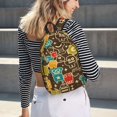 thumbnail image 6 of Picia Robot and Monsters Printed Canvas Daypack - Stylish and Durable Vintage Compact Backpack - Class, Work, Travel, or Laptop Bookbag,Organized Compartments-Small, 6 of 6