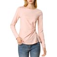 thumbnail image 2 of INSPIRE CHIC Women's Round Neck Front Twist Long Sleeve Blouse Tops, 2 of 7
