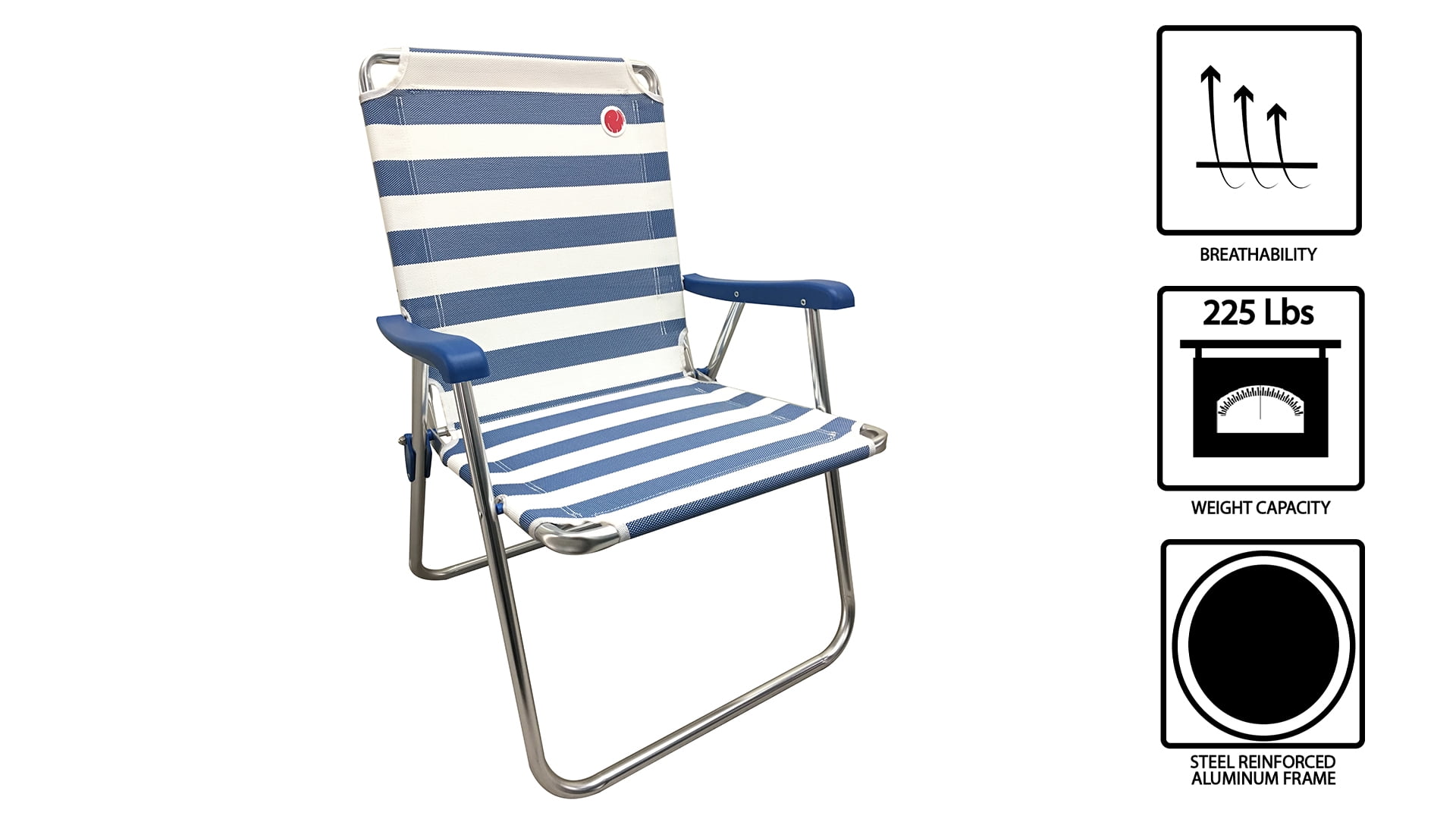 OmniCore Designs New Standard Folding Camp/Lawn Chair (2 Pack) BLUE/WHITE