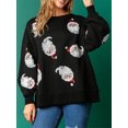 thumbnail image 2 of Argulvti Womens Crewneck Sweatshirt Loose Santa Claus Sequins Print Long Lantern Sleeve Tops for Christmas, 2 of 5