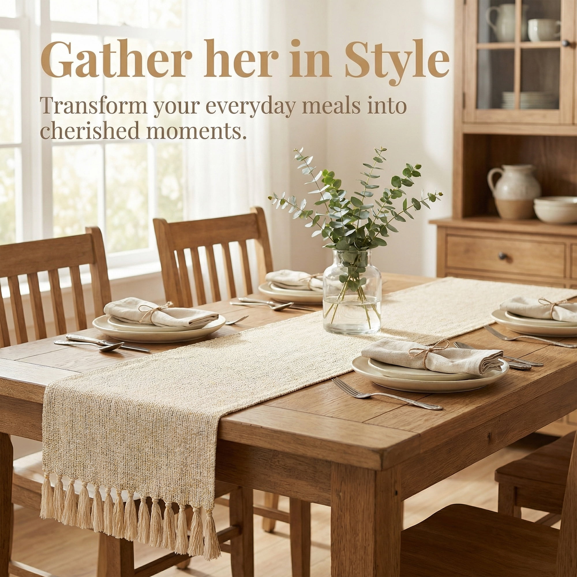 Unique Bargains Washable Polyester Table Runner for Birthday Decorations Beige 13"x94.5"